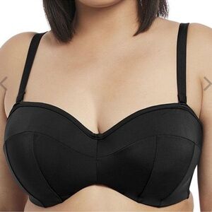 NWT Elomi Essentials Underwired Swim Bra Plunge Bikini Top Black 44DD